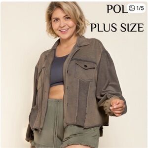 POL Washed Olive Utility Jean Jacket - Women